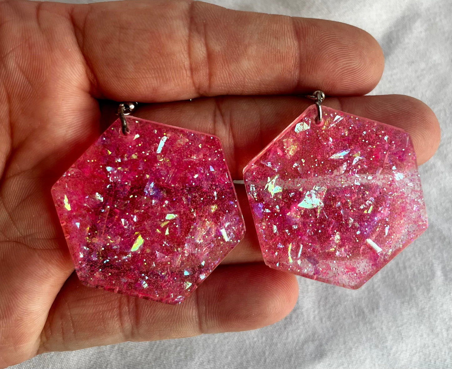 Holographic Hexagon Earrings