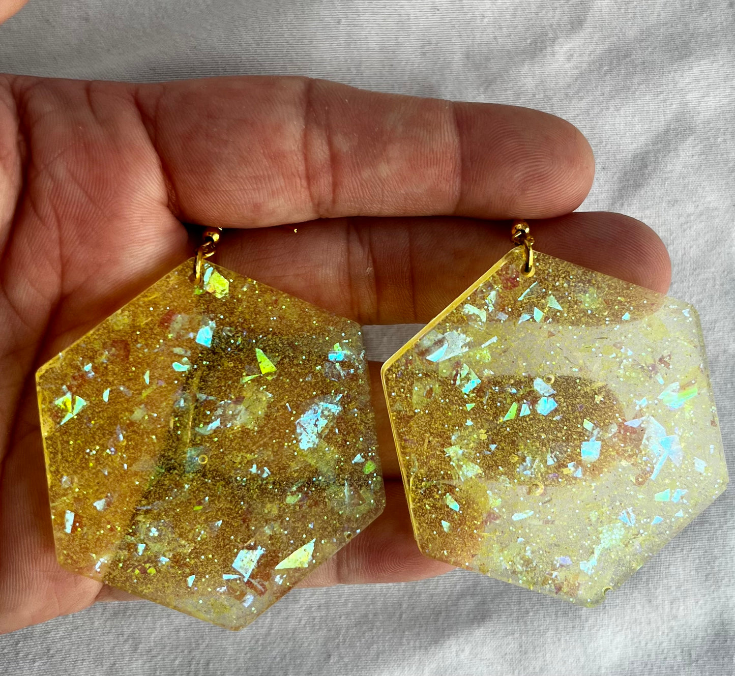 Holographic Hexagon Earrings