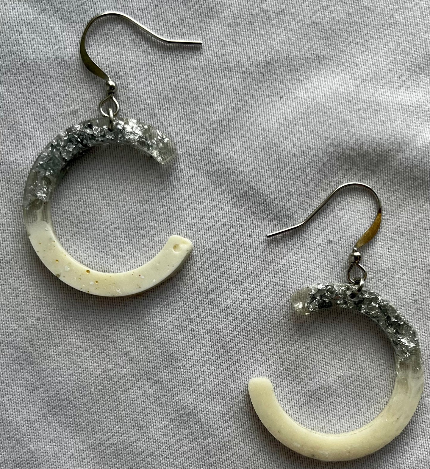 White Foil Flake Earrings