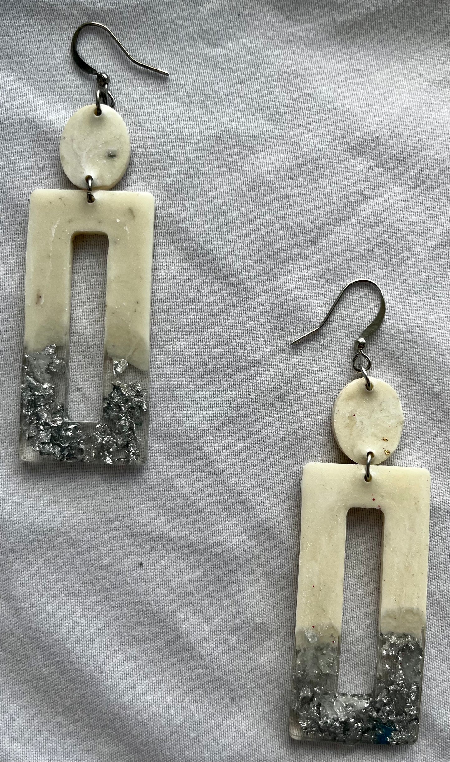 White Foil Flake Earrings