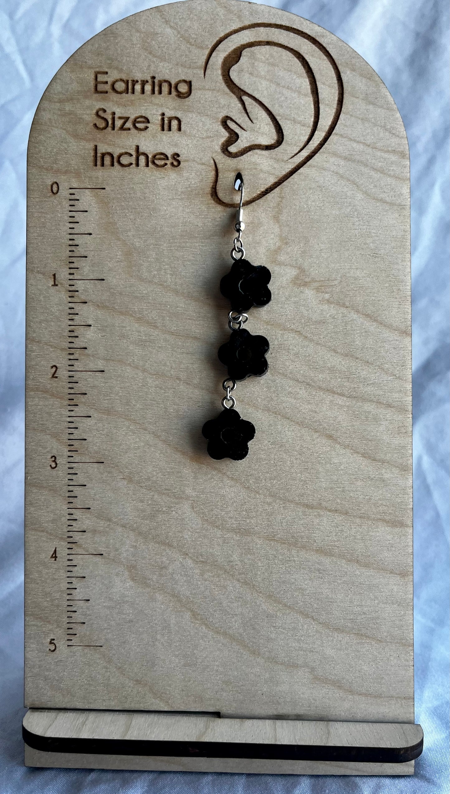 Black Flower Drop Earrings