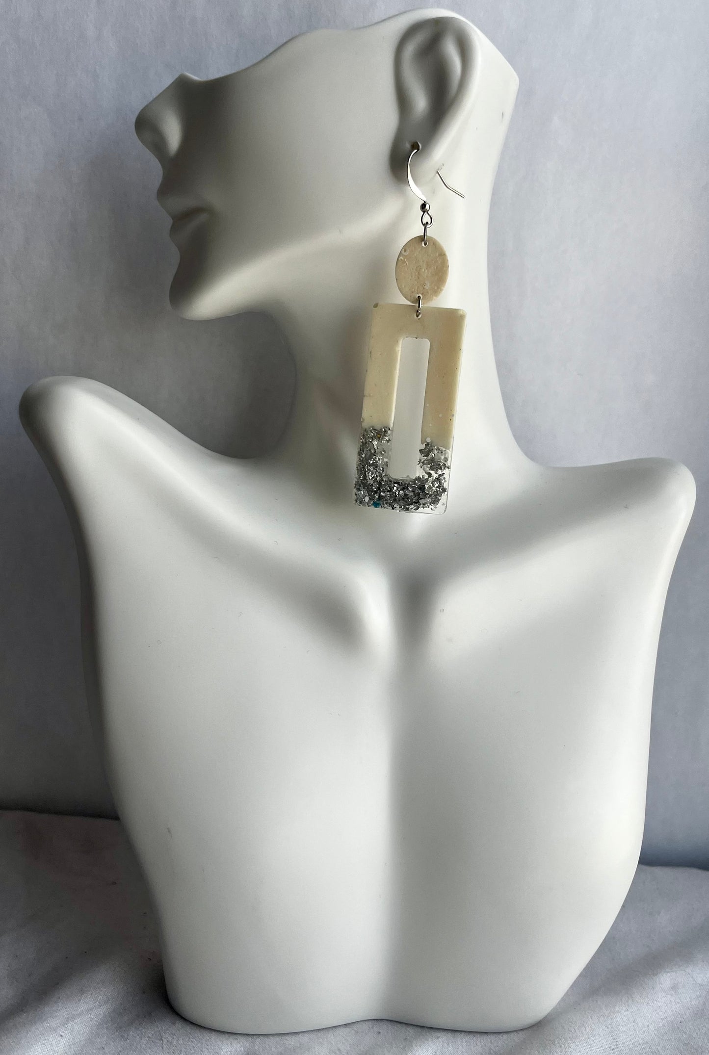 White Foil Flake Earrings