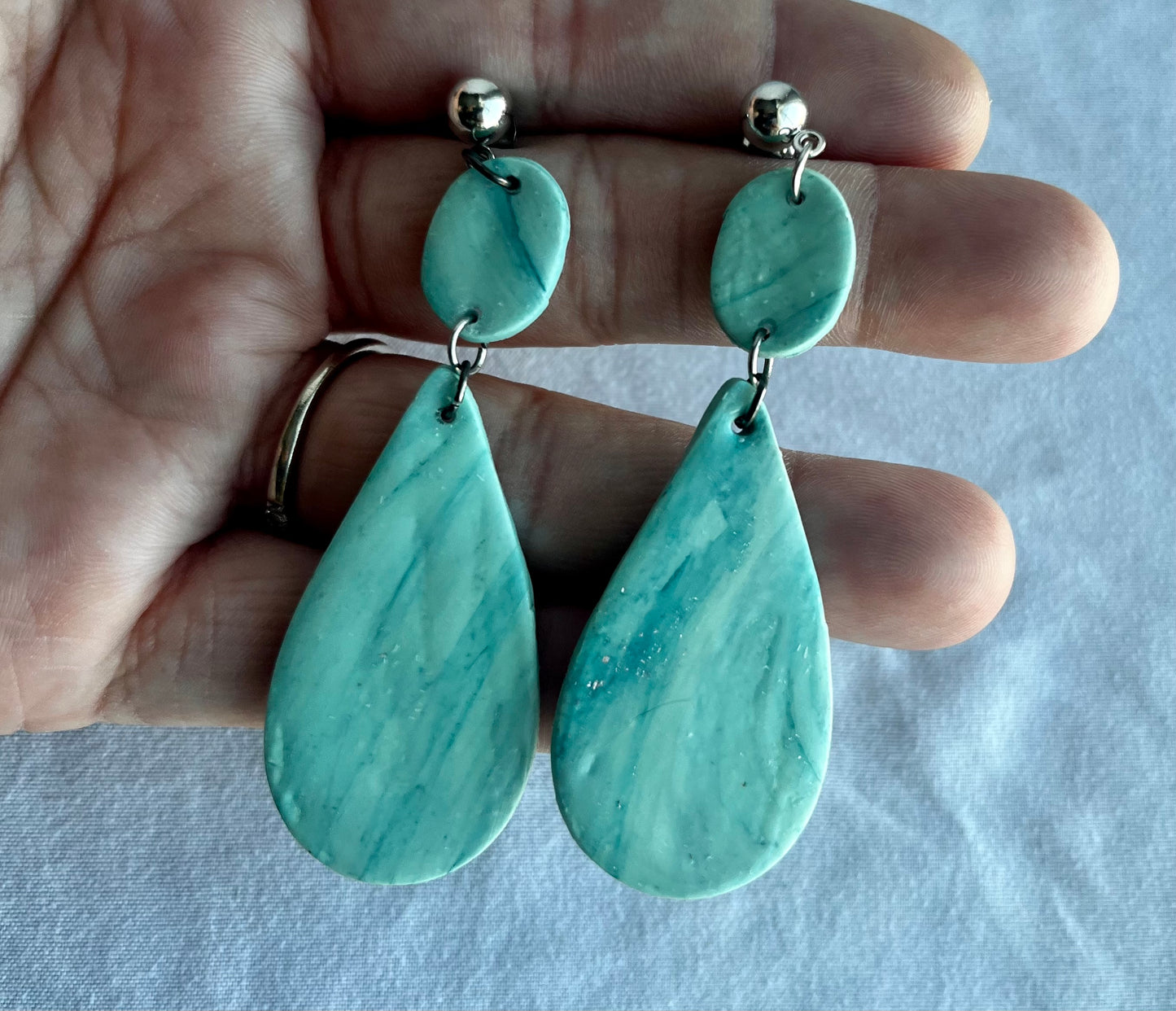 Blue Marble Earrings