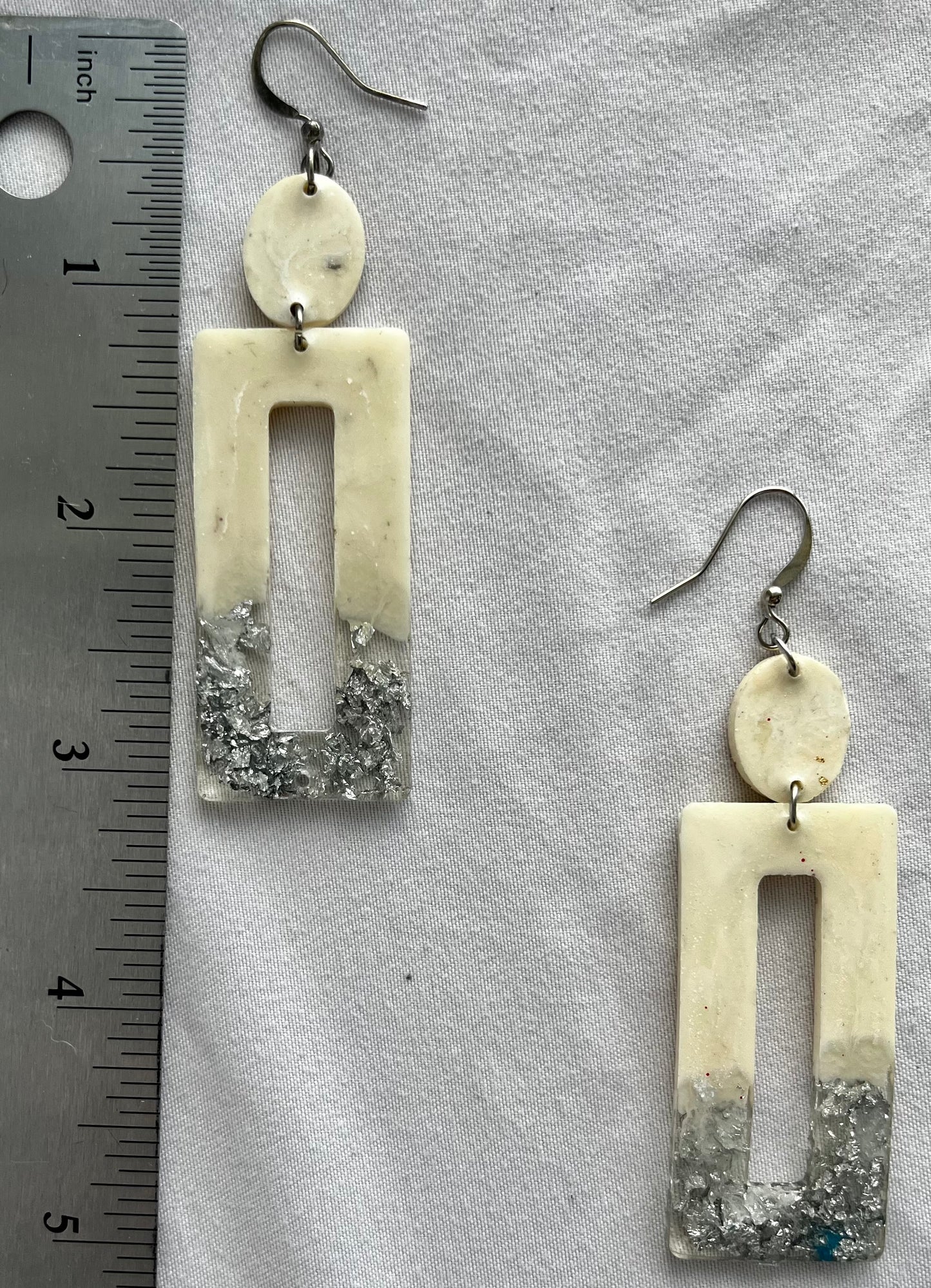 White Foil Flake Earrings