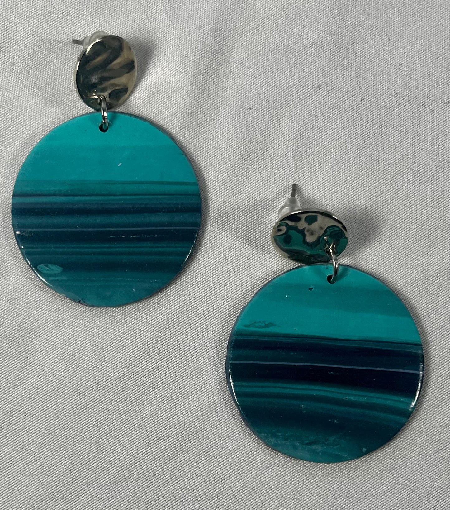 Blue Circle Clay Earrings