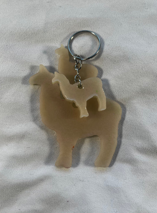 Llama Family Keychain