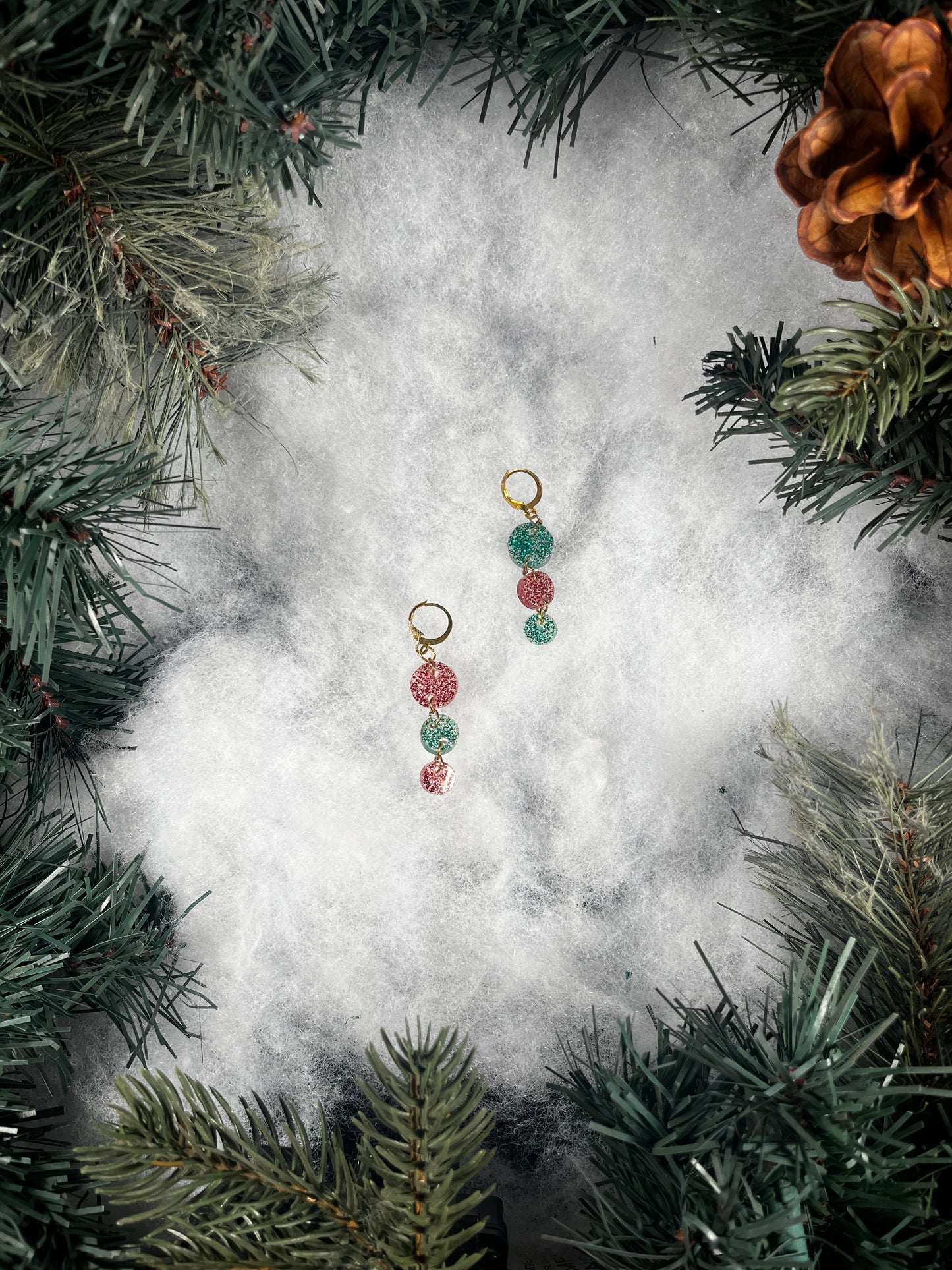 Christmas Triple Drop Earrings