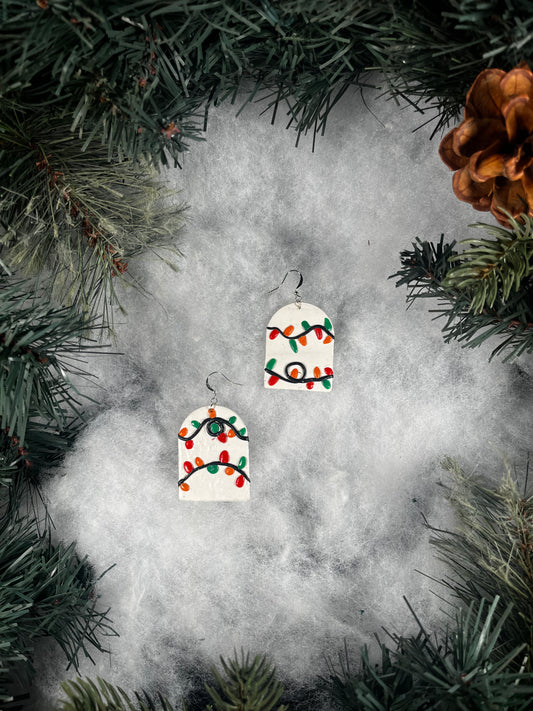 Christmas Light Clay Earrings